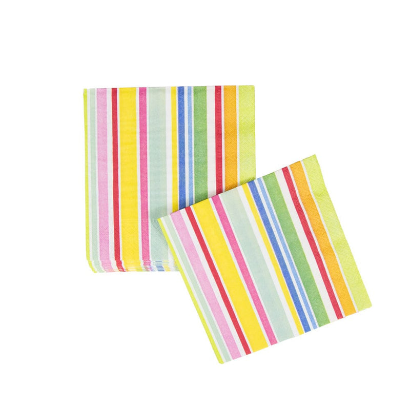 Caspari Cabana Stripe Bright Luncheon Napkins - 20 Per Package