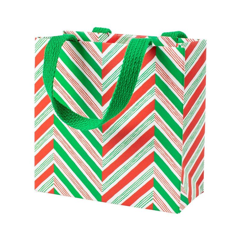 caspari Candy Cane Stripes Small Square Gift Bag - 1 Each