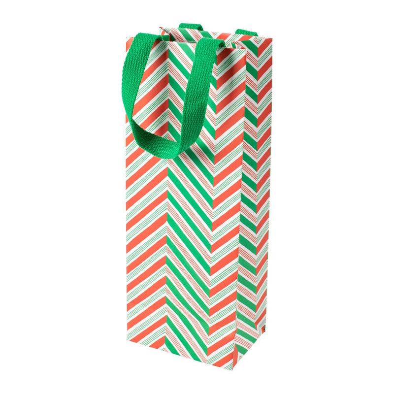 caspari Candy Cane Stripes Wine & Bottle Gift Bag - 1 Each
