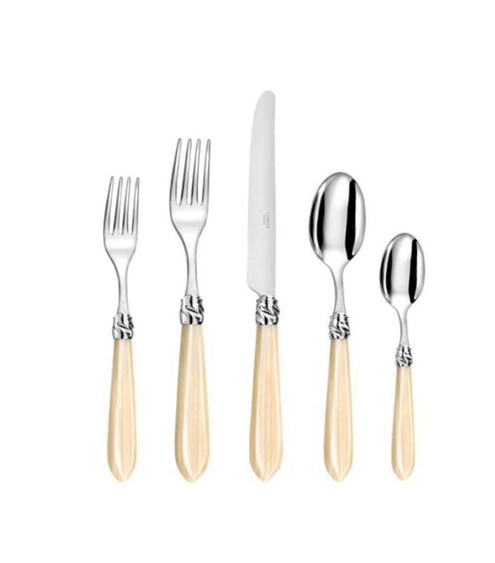 caspari Capdeco Diana Pearl Stainless Steel 5-Piece Flatware Set