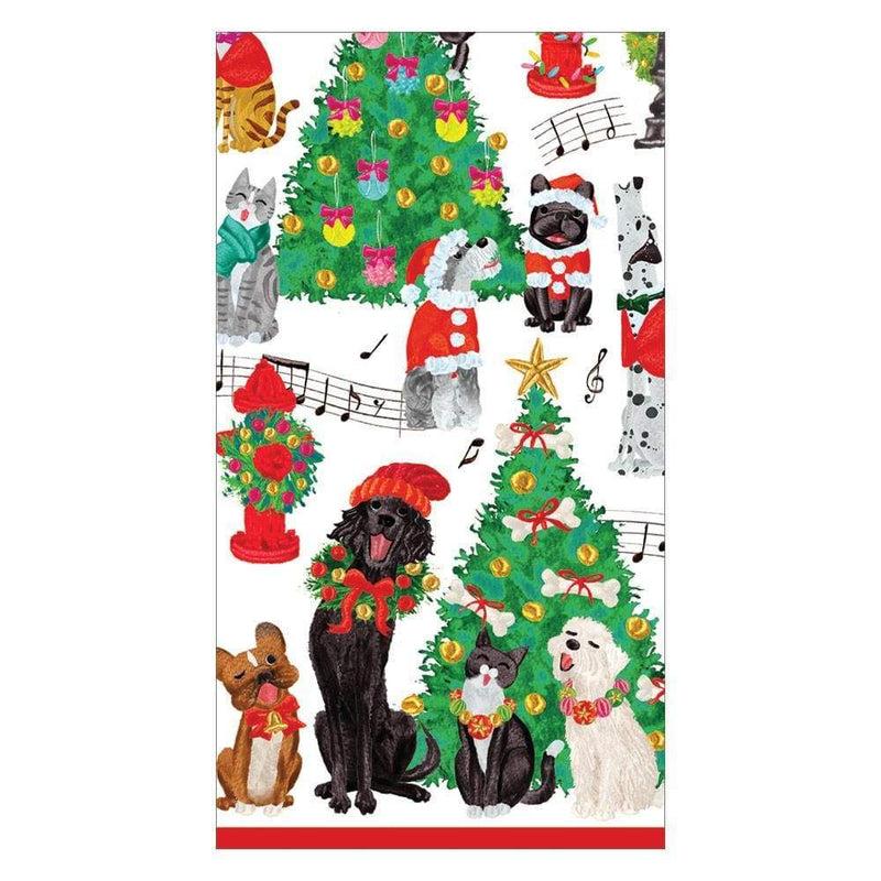 caspari Caroling Pets Paper Guest Towel Napkins - 15 Per Package