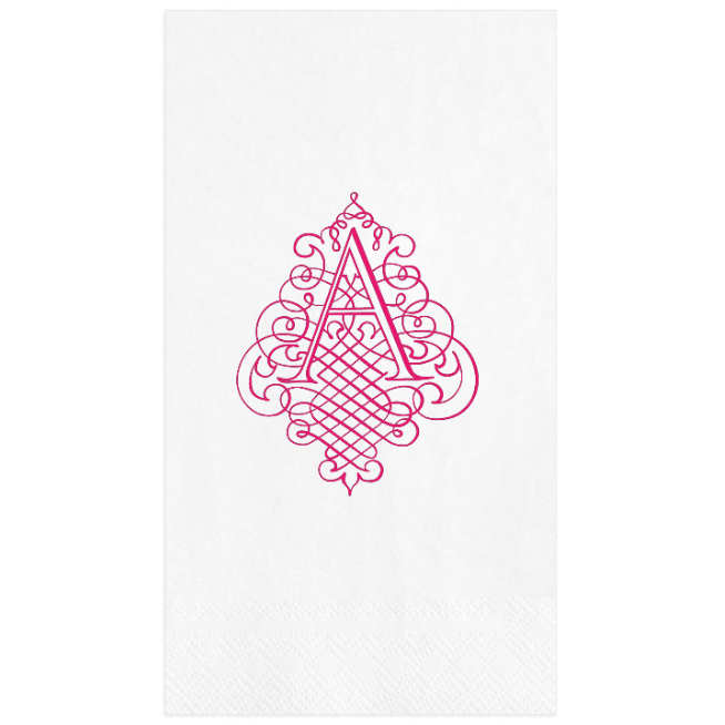 caspari Caspari Antique Ornate Single Initial Personalized Guest Towel Napkins