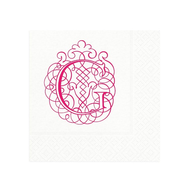 caspari Caspari Antique Ornate Single Initial Personalized Cocktail Napkins
