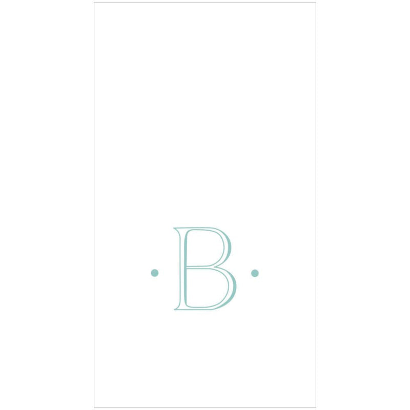 Caspari Caspari Antique Robin's Egg Single Initial Guest Towel Napkins - 24 Per Box