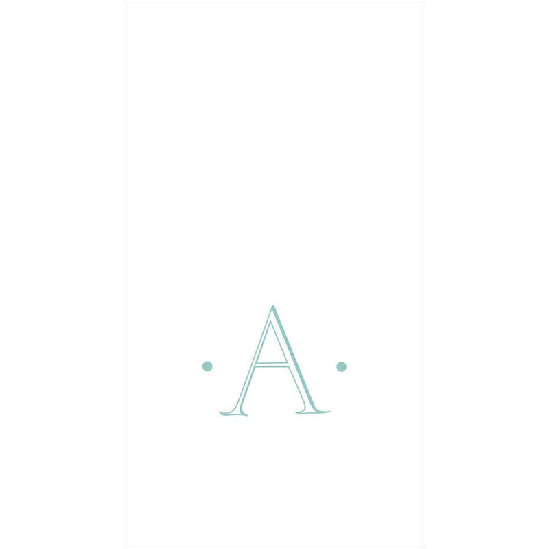 caspari Caspari Antique Robin's Egg Single Initial Guest Towel Napkins - 24 Per Box
