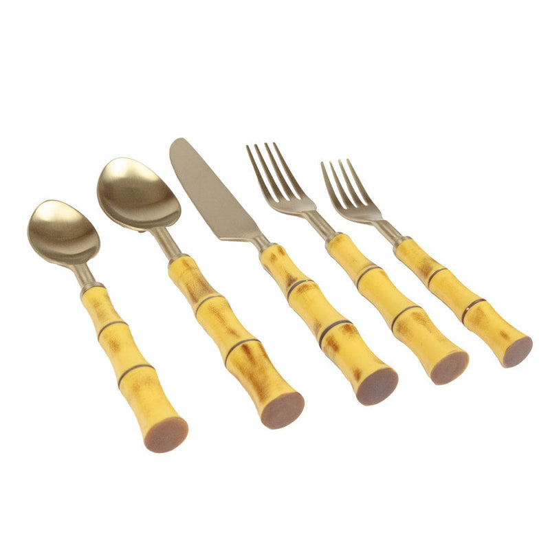 Caspari Bamboo Handle 5 Piece Flatware
