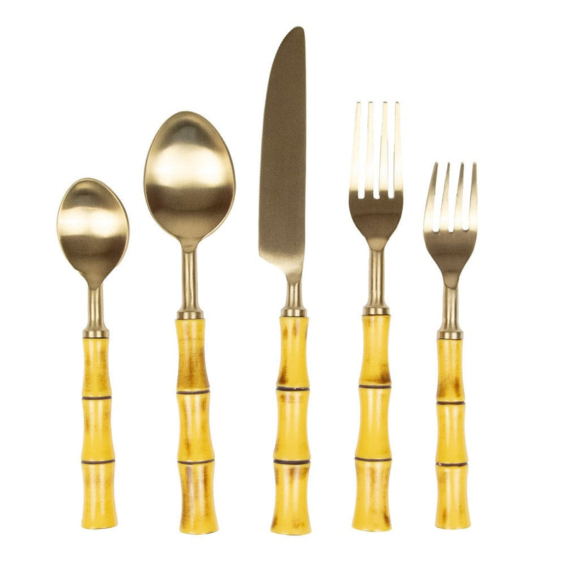 Caspari Bamboo Handle 5 Piece Flatware