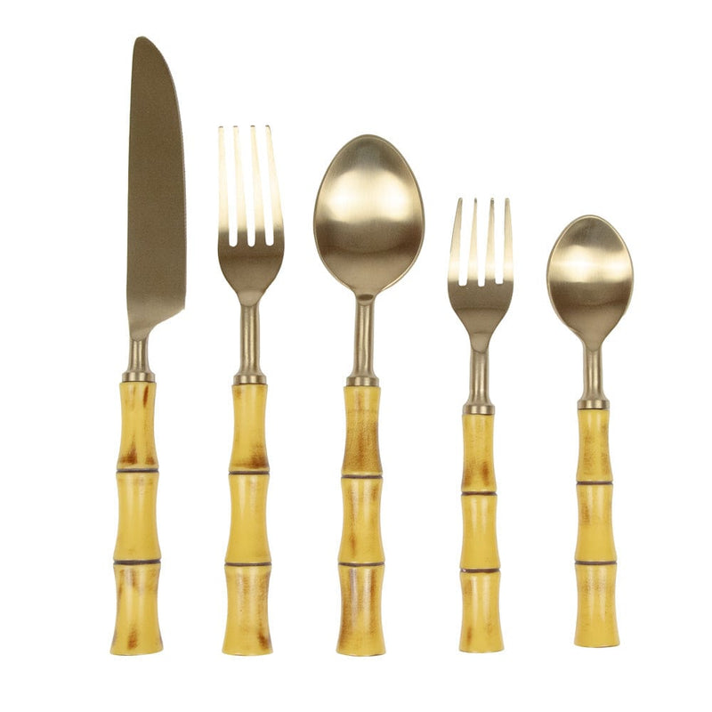 caspari Bamboo Handle 5 Piece Flatware