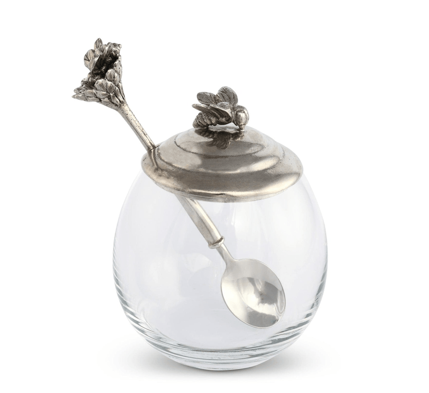 Caspari Bee Glass Honey Pot With Spoon