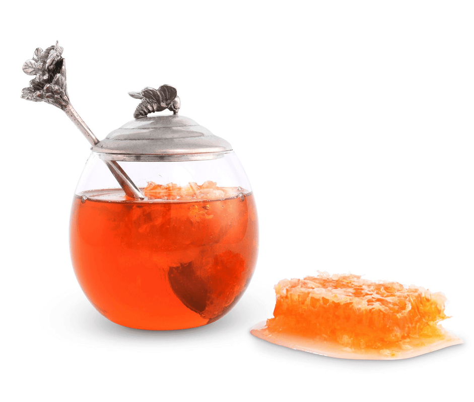 caspari Bee Glass Honey Pot with Spoon