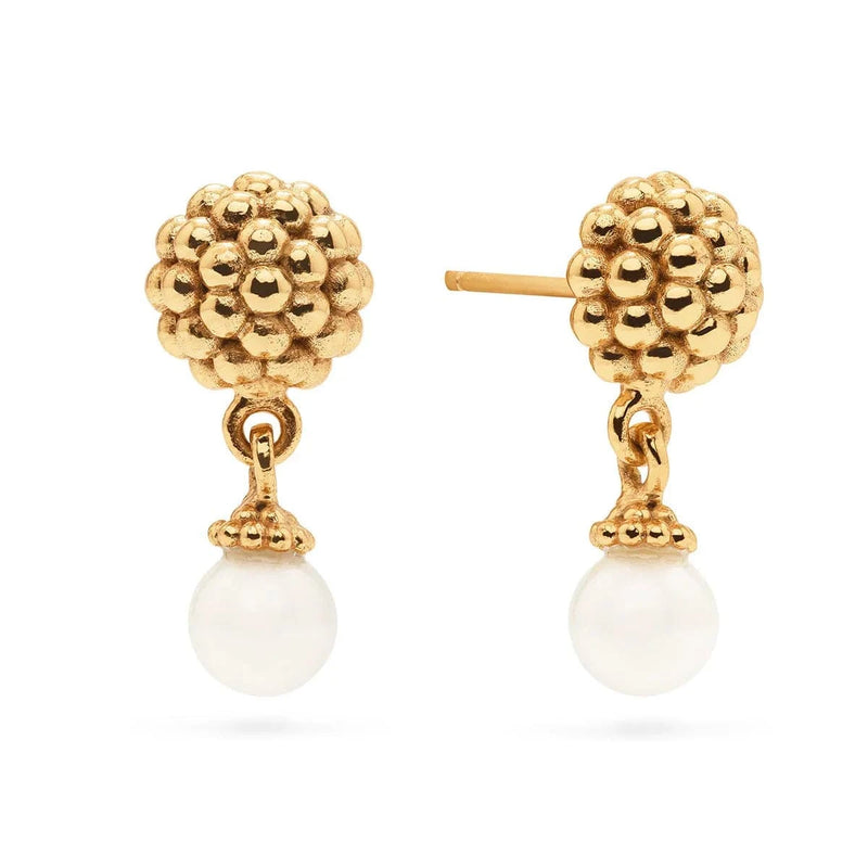 Caspari Berry Drop Stud Earrings - Pearl