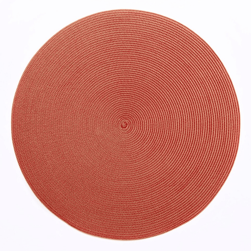 caspari Braided Round Placemat in Gold & Red - 1 Each