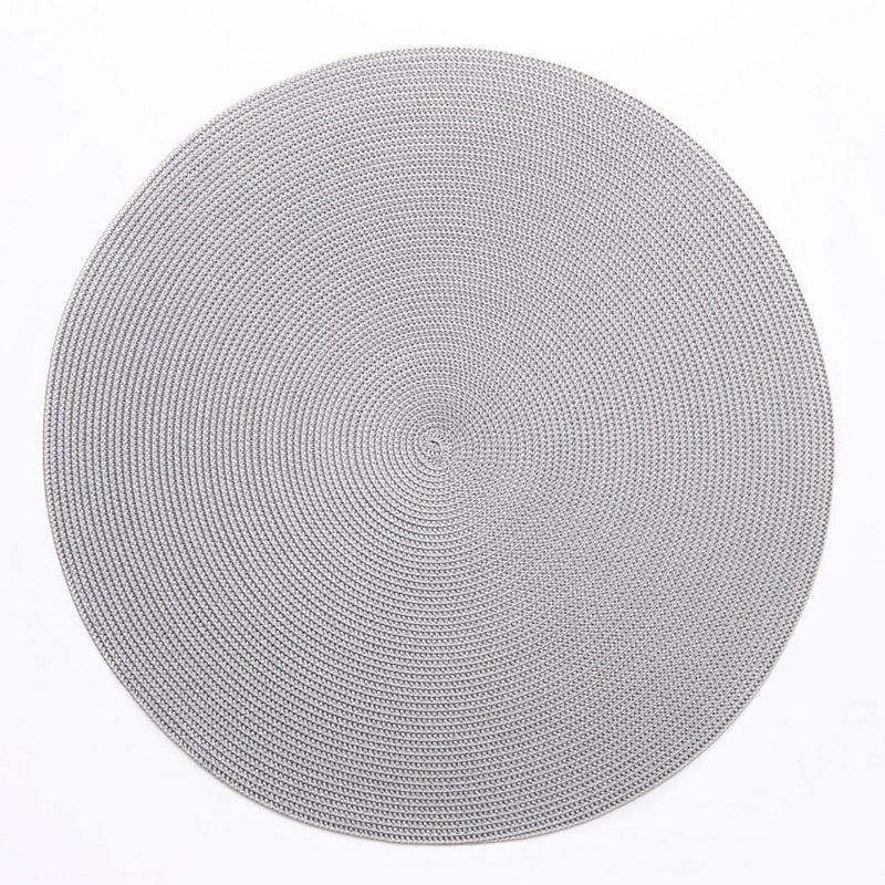 caspari Braided Round Placemat in Platinum - 1 Each