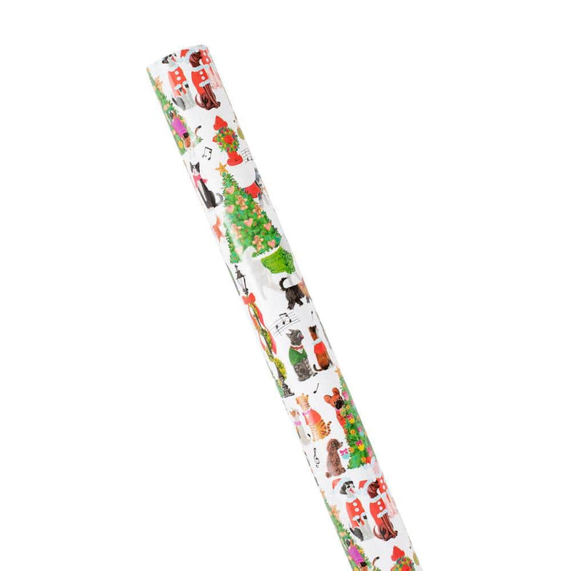 Caspari Caroling Pets Wrapping Paper - 30" X 8' Roll