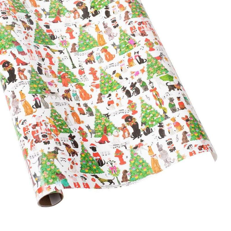 caspari Caroling Pets Wrapping Paper - 30" x 8' Roll