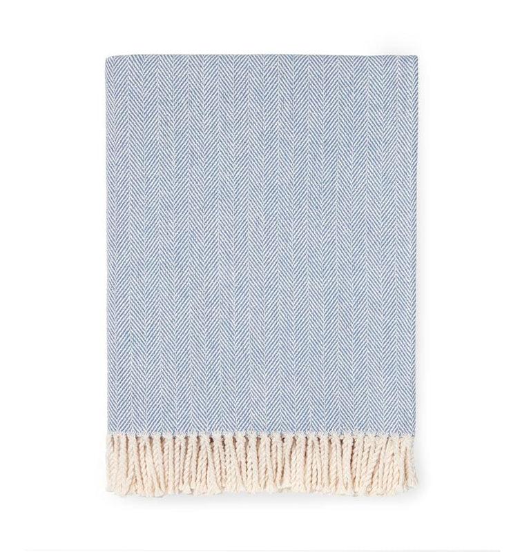 Caspari Celine Herringbone Throw In Cadet