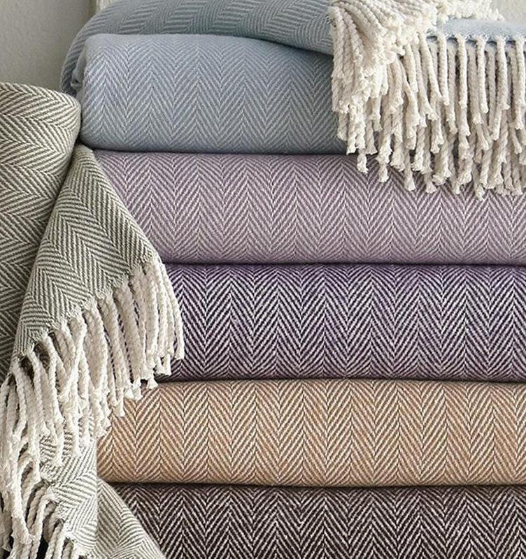 Caspari Celine Herringbone Throw In Lilac