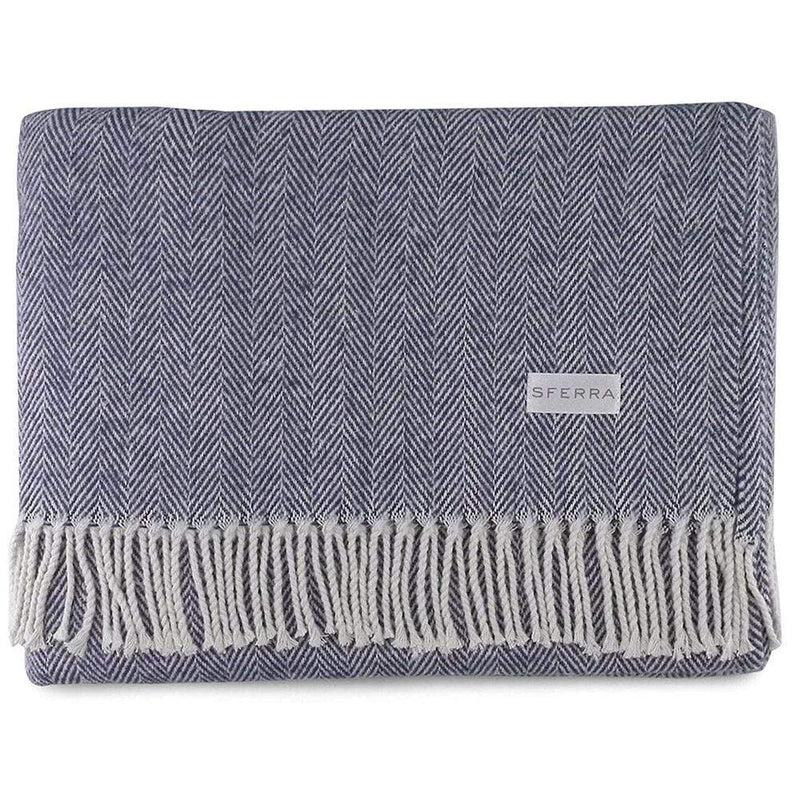 Caspari Celine Herringbone Throw In Navy