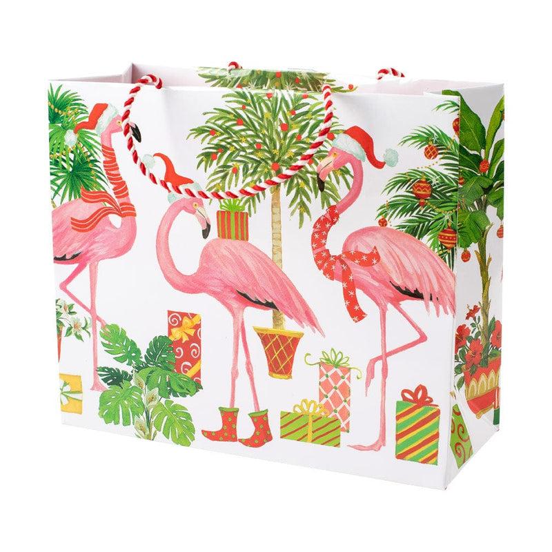 caspari Christmas Flamingos Large Gift Bag - 1 Each