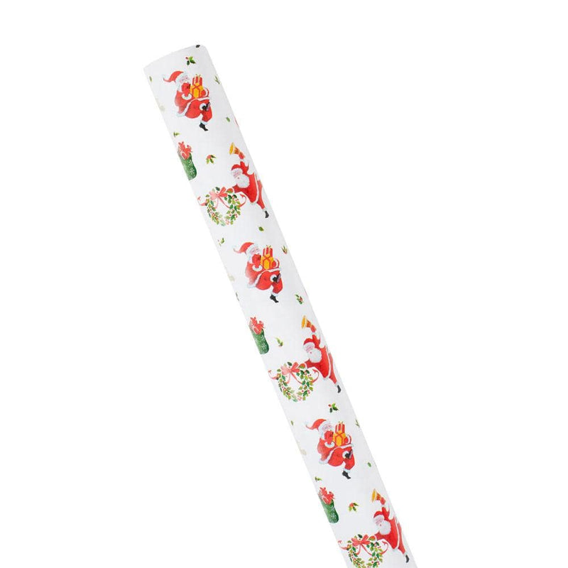 Caspari Dancing Santas Wrapping Paper - 30" X 8' Roll
