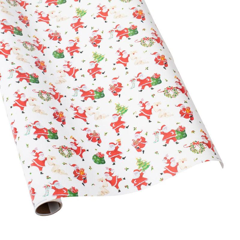 caspari Dancing Santas Wrapping Paper - 30" x 8' Roll