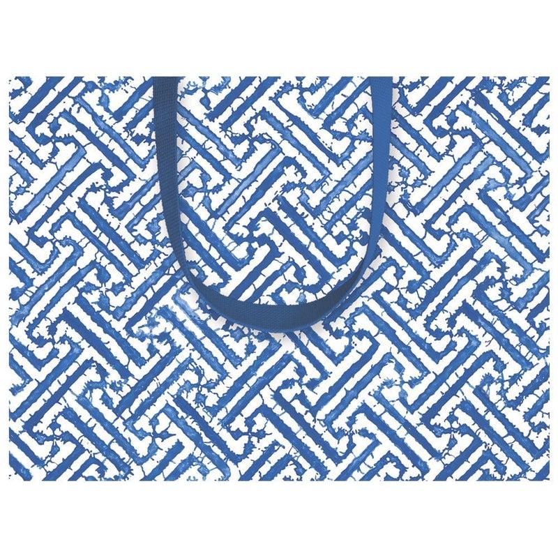 Caspari Fretwork Small Gift Bag In Blue - 1 Each