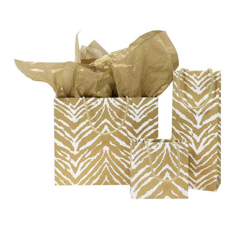 Caspari Go Wild Gold & White Large Gift Bag - 1 Each