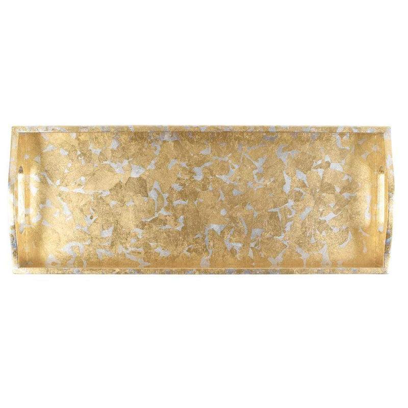 Caspari Gold & Silver Leaf Lacquer Bar Tray - 1 Each