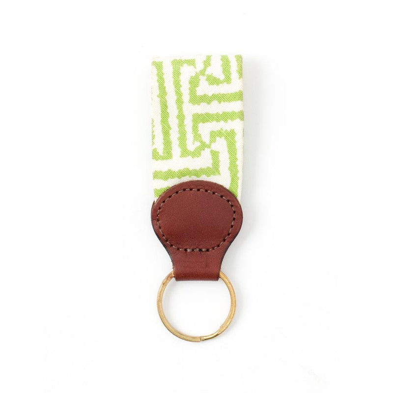 caspari Greek Key Fabric Key Fob in Lime - 1 Each