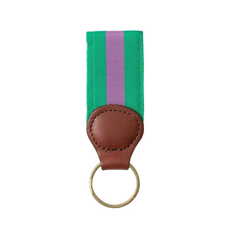 caspari Green & Purple Key Ring with Leather Trim