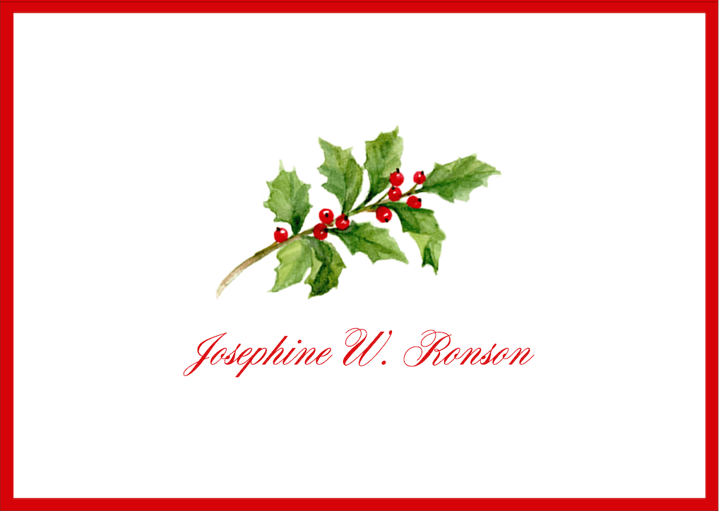 caspari Holly Sprig Personalized Folded Notes
