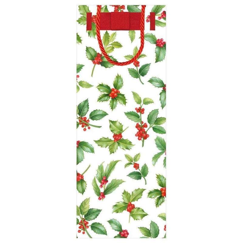 Caspari Holly Toss Wine & Bottle Gift Bag - 1 Each