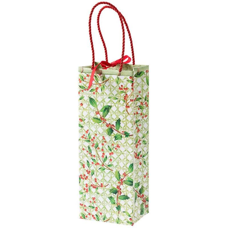 caspari Holly Trellis Wine & Bottle Gift Bag - 1 Each