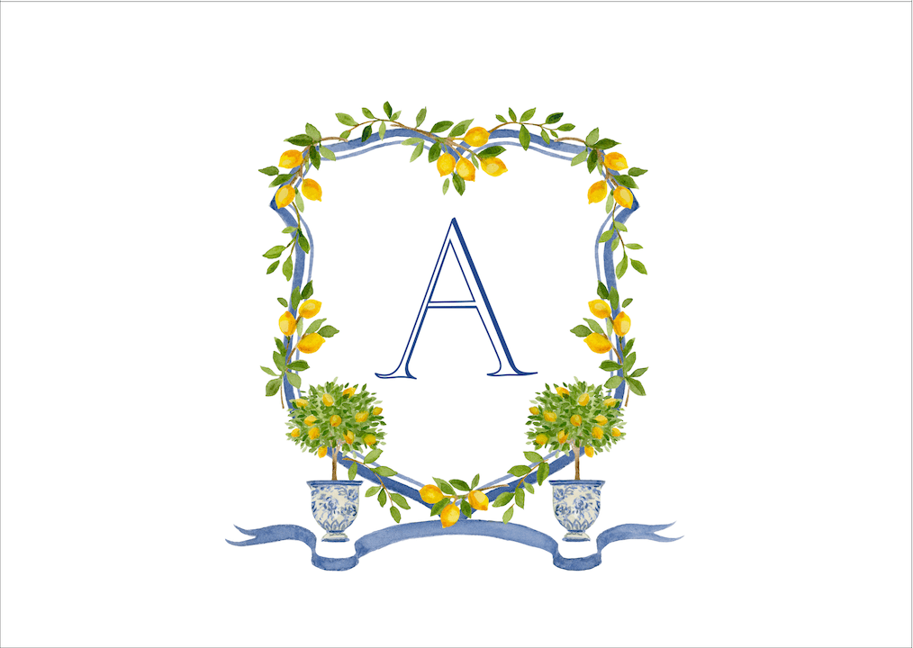 caspari Lemon Topiary Personalized Folded Notes