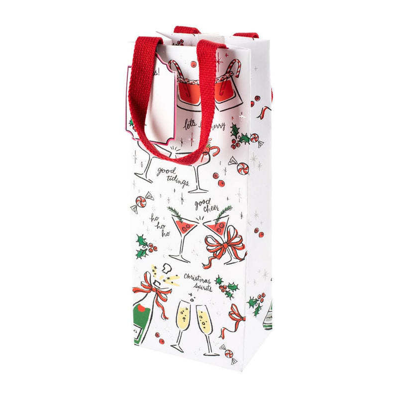 caspari Let's Be Merry Wine & Bottle Gift Bag - 1 Each