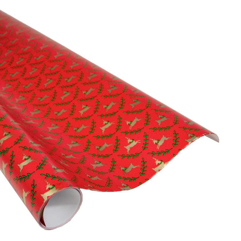 caspari Little Reindeer Gift Wrap - One 30" X 8' Roll