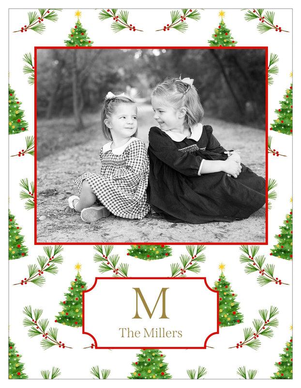 Caspari Little Trees Portrait Holiday Photo Cards