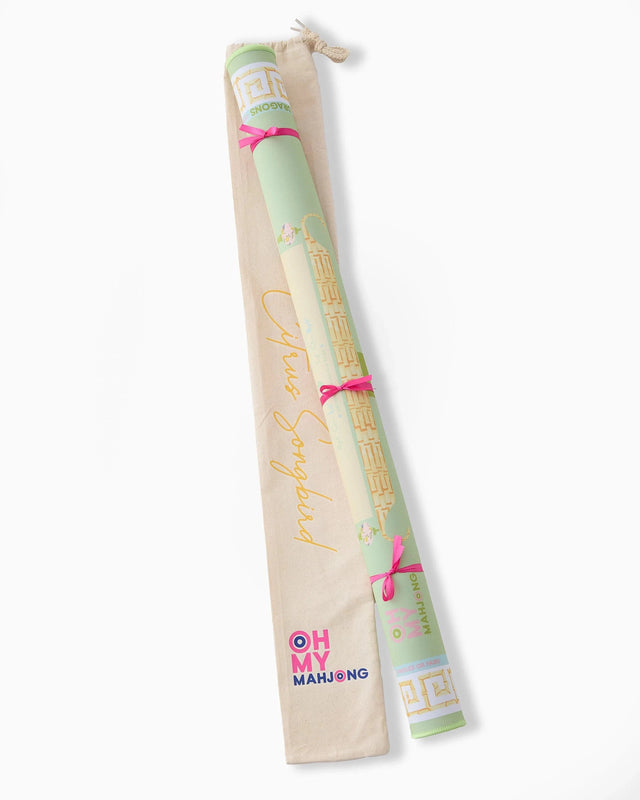 Caspari Mahjong Mat - Citrus Songbird