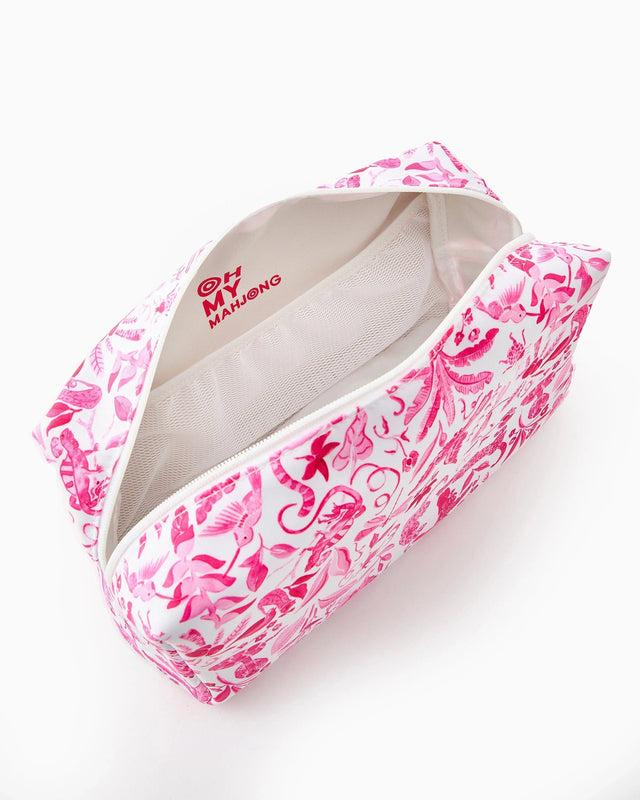 caspari Mahjong Tile Storage Bag - Amazon Pink