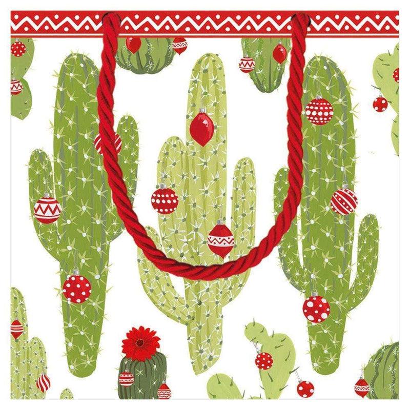 Caspari Merry Cactus Small Square Gift Bag - 1 Each