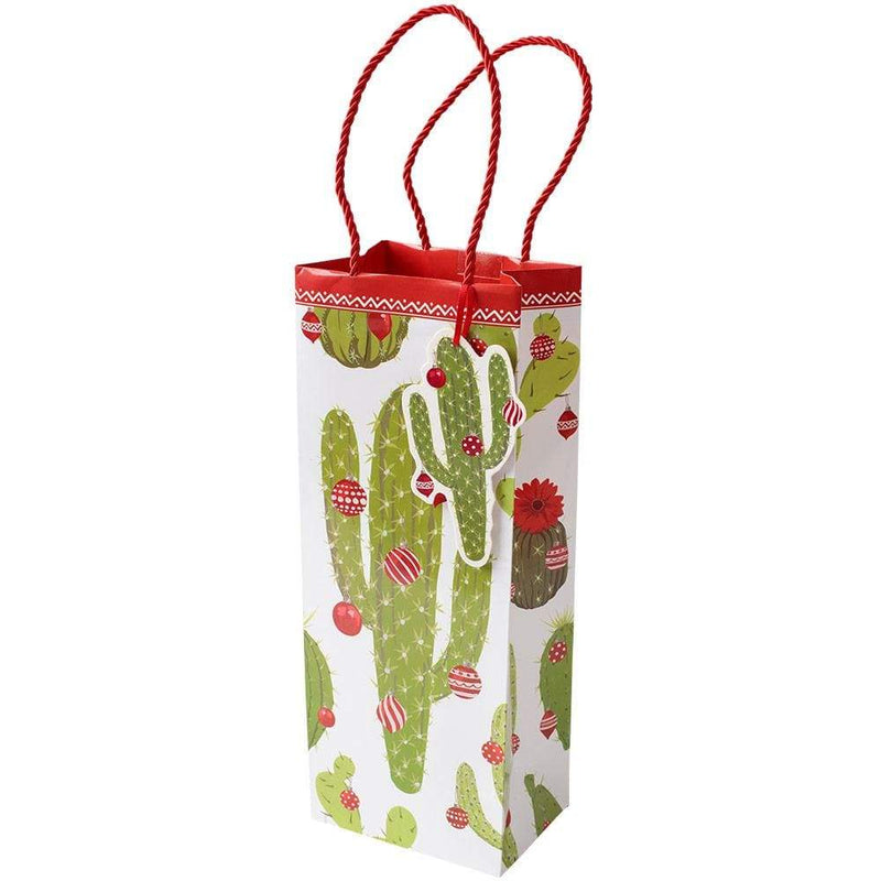 caspari Merry Cactus Wine & Bottle Gift Bag - 1 Each