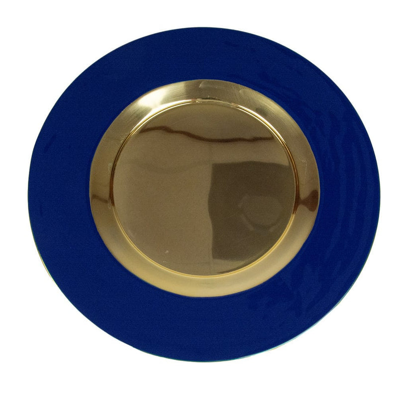 Caspari Navy Plate Charger With Gold Interior