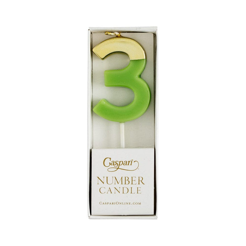 Caspari Number Candle 3 - Moss Green