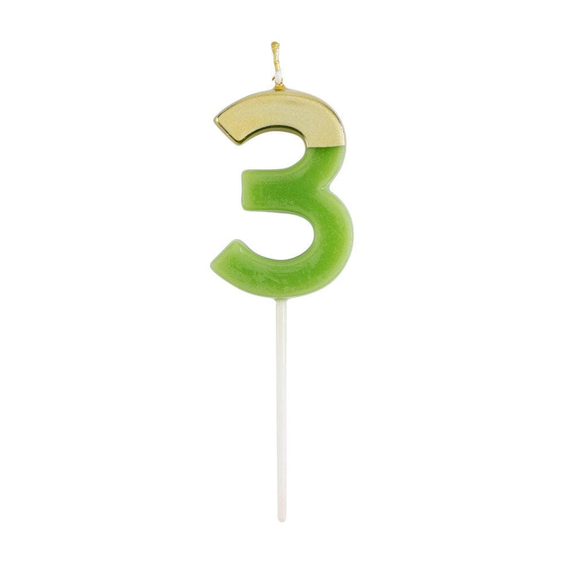 caspari Number Candle 3 - Moss Green