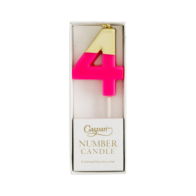Caspari Number Candle 4 - Fuchsia