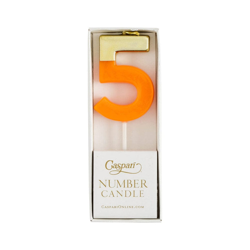 Caspari Number Candle 5 - Bright Orange