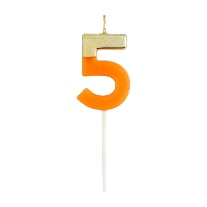 caspari Number Candle 5 - Bright Orange