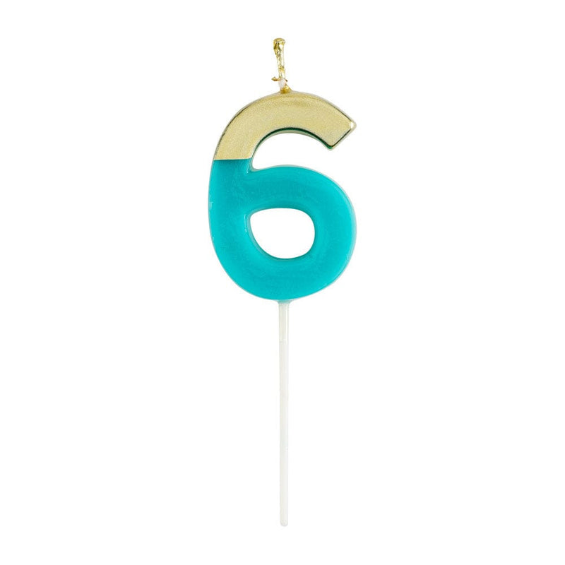 Caspari Number Candle 6 - Turquoise