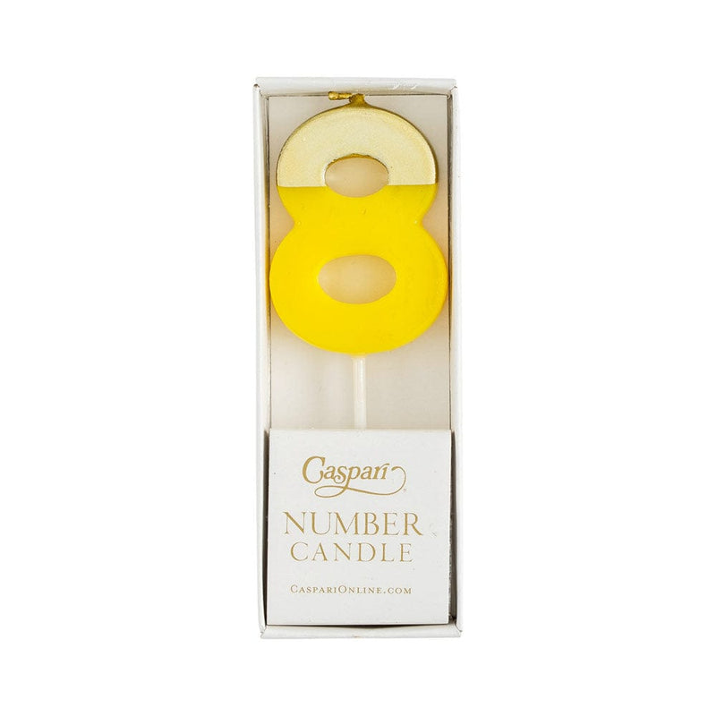 Caspari Number Candle 8 - Yellow
