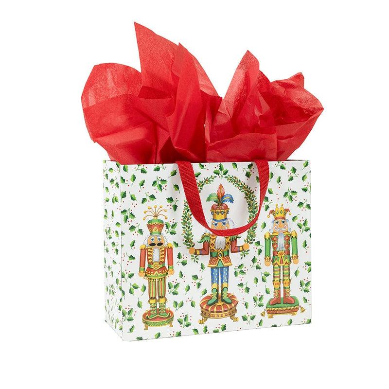 Caspari Nutcracker Christmas White Gift Bags